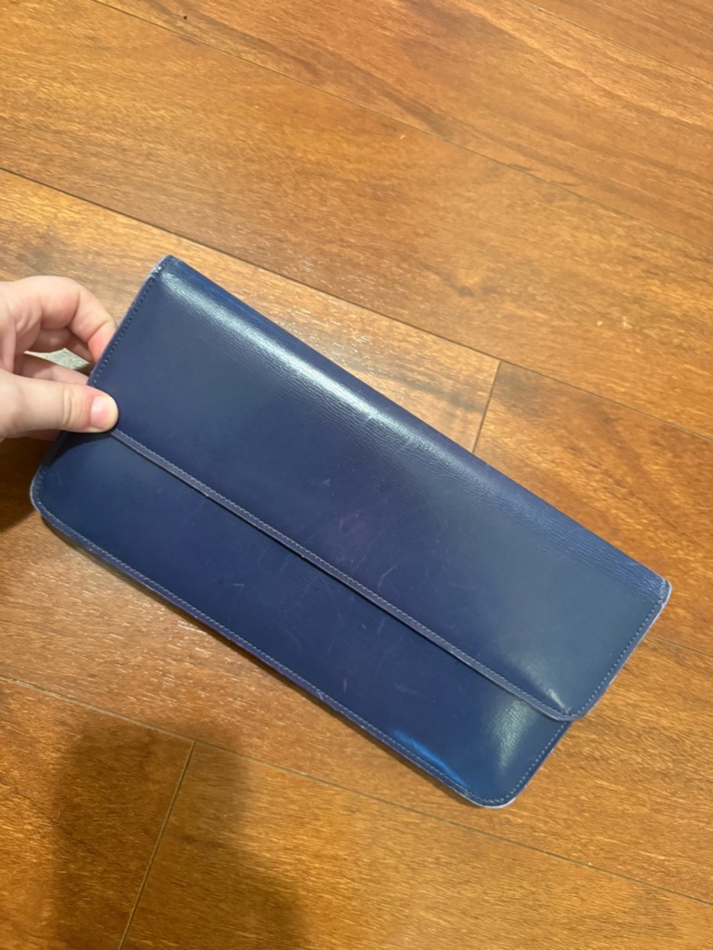 Navy blue Leather Clutch purse wallet